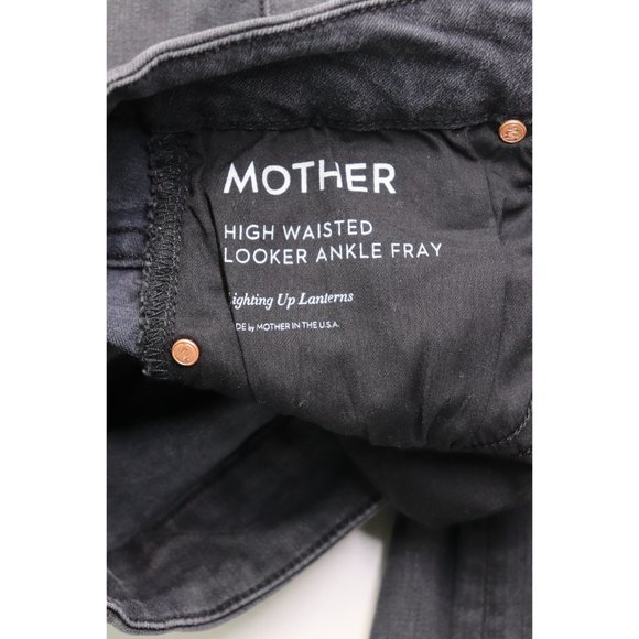 Mother High Waisted Looker Ankle Fray Skinny Jeans Lighting Up Lanterns Grey 24 - Picture 6 of 11
